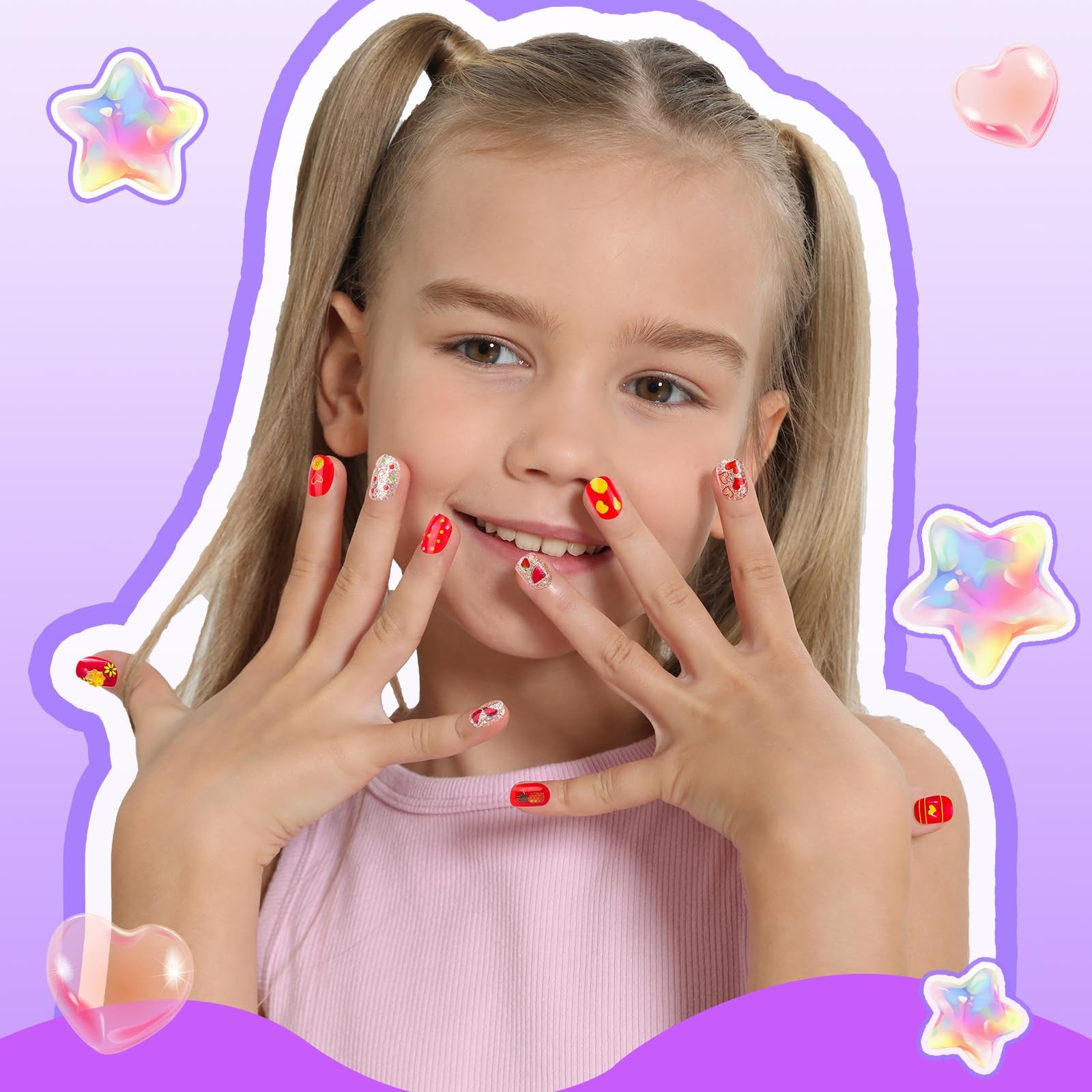 Press On Nails 12 Style 6 Sheet 3D Rhinestone Mermaid Colorful Nail Art Kit