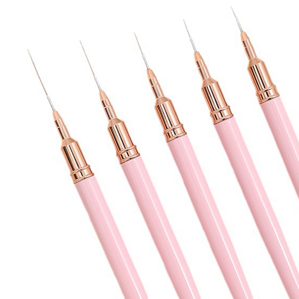 5PCS 7/9/11/15/25mm Nail Liner Brush Set UV Gel Nail Brushes Kits French5555
