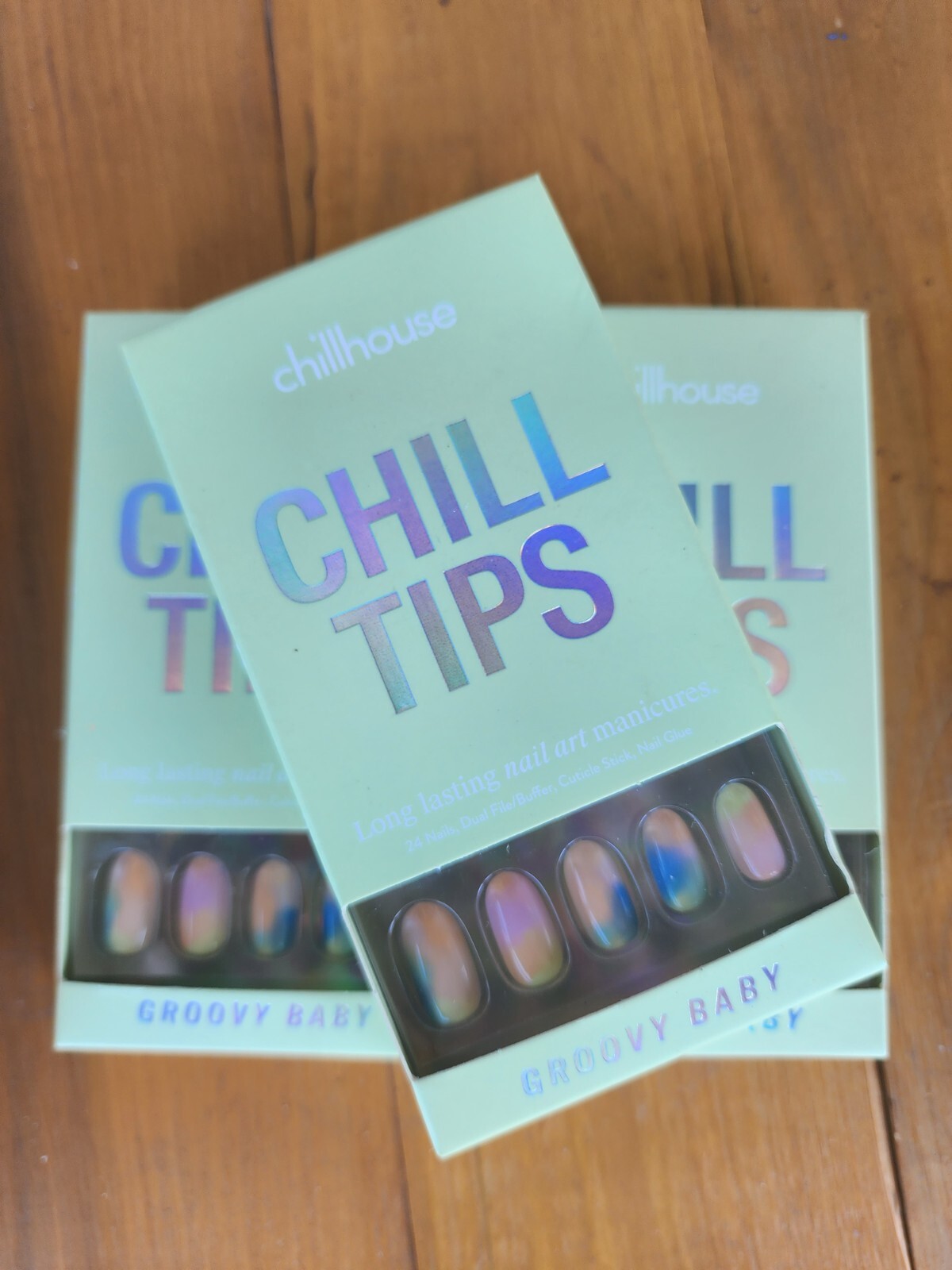 Chillhouse Chill Tips Nail Art Press Ons 3 Boxes, 72 Nails Groovy Baby