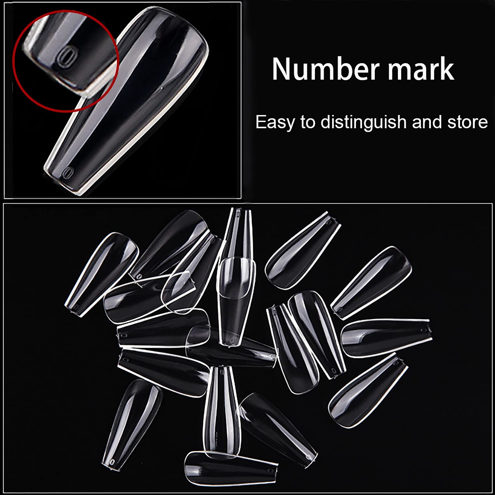 500Pcs Coffin Nail Tips Full Cover Clear Nails for Acrylic Ballerina False Na…