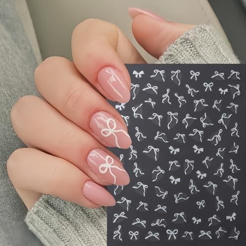 8 Sheets Colorful Bow Nail Art Stickers 3D Self-Adhesive Black White Gold bow