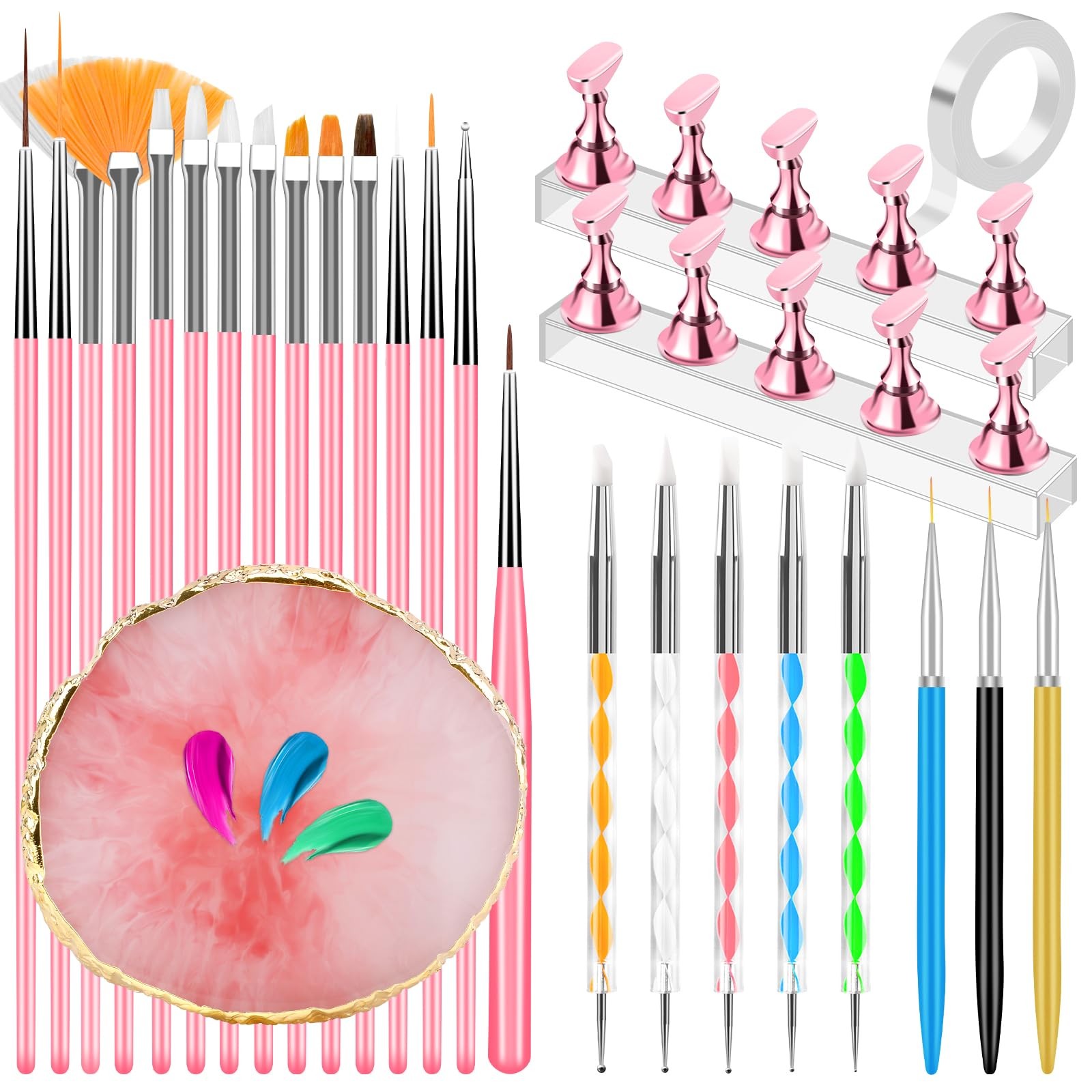 27-In-1 Nail Art Tools with Nail Stand Holder for Press on Painting
