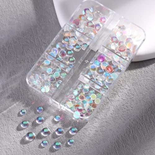 3D Aurora Bubble Beads Nail Art Charms, Mixed Sizes Iridescent Aurora bubbles