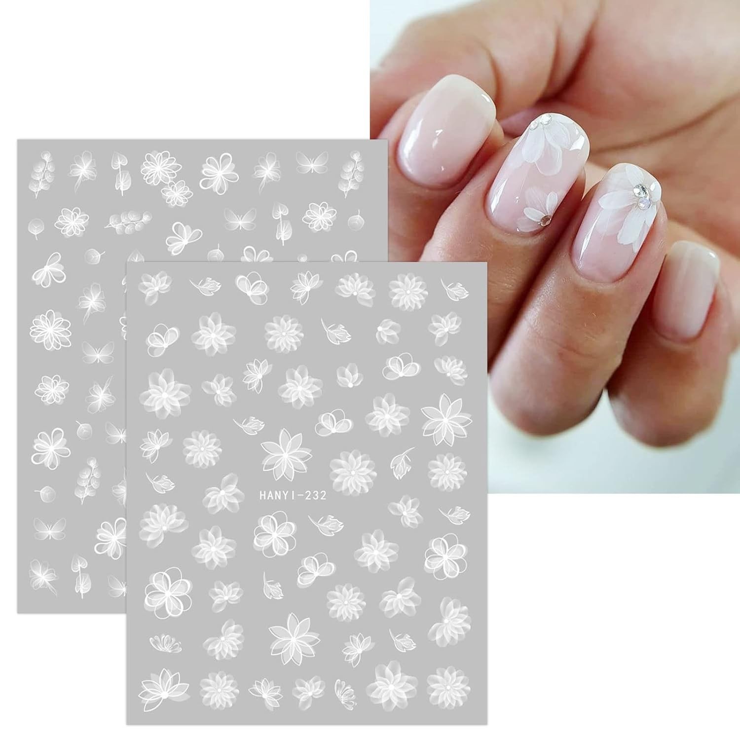 Spring Flower Nail Art Decals 12 Sheets Self Adhesive Easy to Use for Beginners