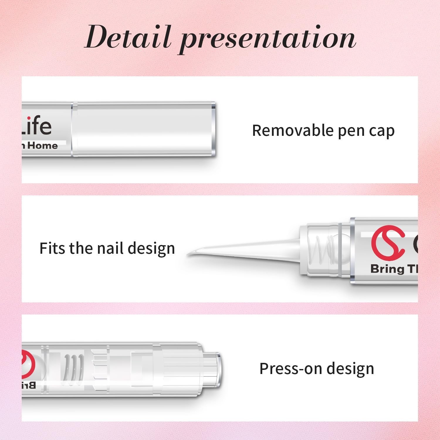 New 3 in 1 Nail Glue Remover Pen, Nail Glue Remover for Press on Nails, Click&Re
