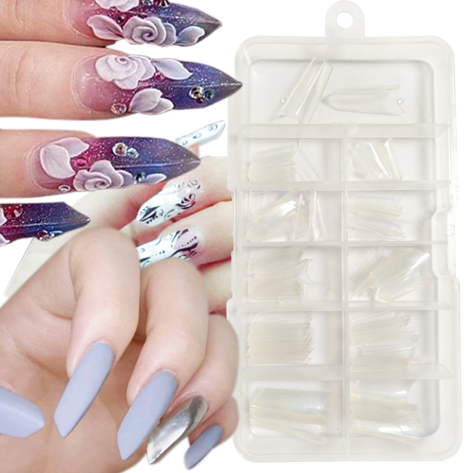[DDP] French Stiletto ‘Edge’ Well-less Acrylic Artificial False Nail Tips