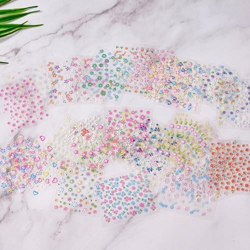 30 Sheets Flower Nail Stickers for Nail Art Cute Butterfly Flowers Stickers-15