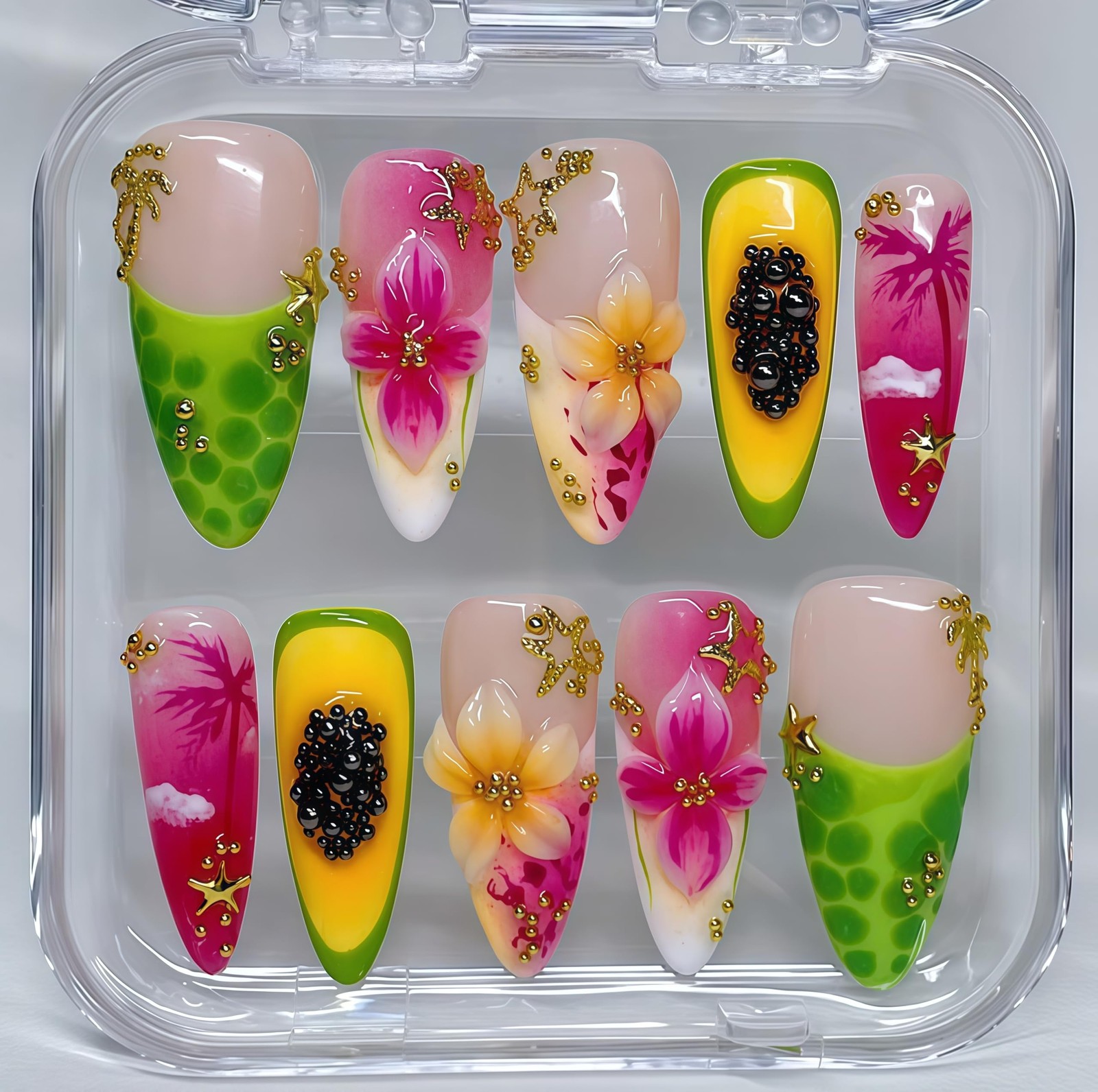 Tephrent Fruit Press on Nails Stiletto