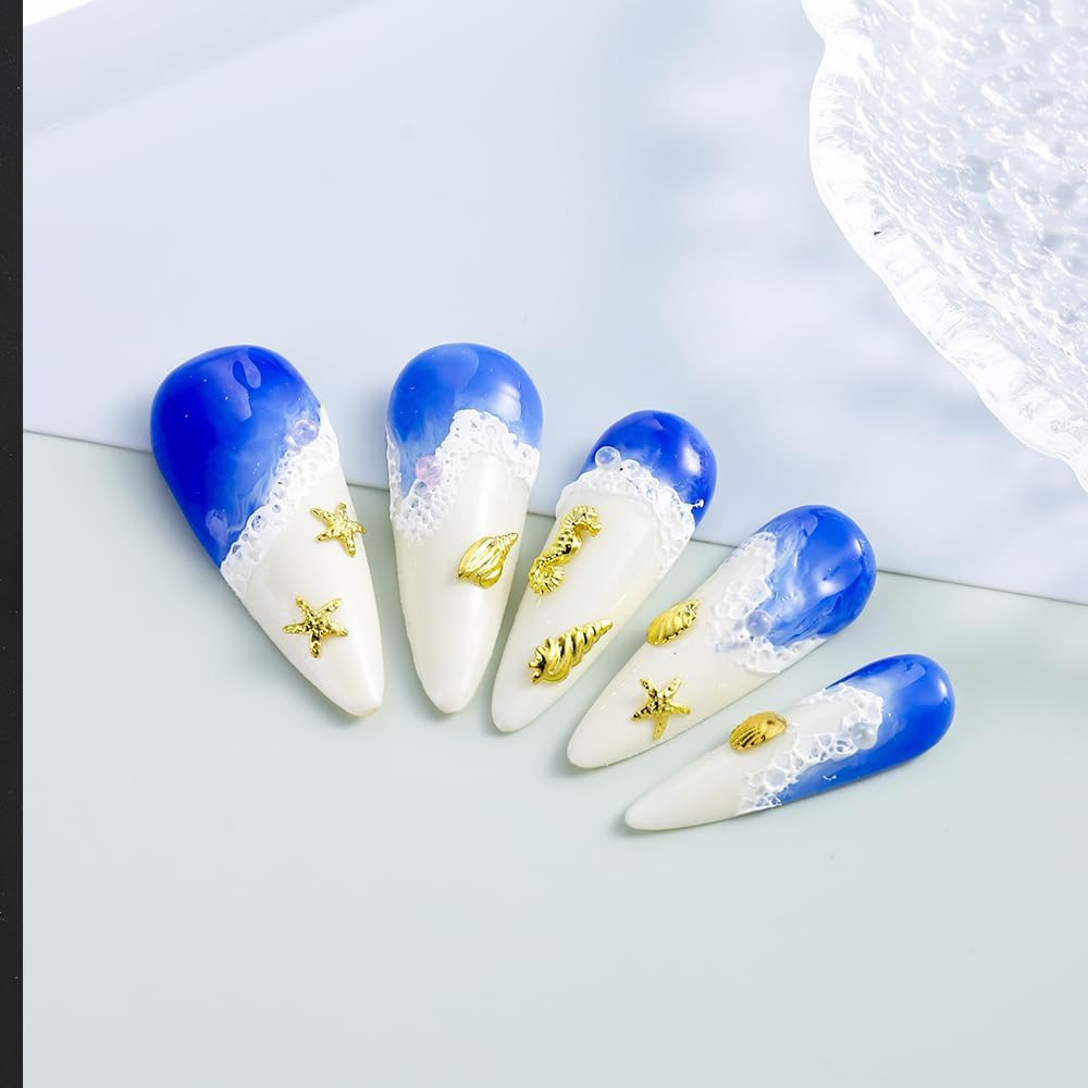 2 Boxes Mixed Nail Art Charms 3D Starfish Seashell Seahorse Conch Design Marine