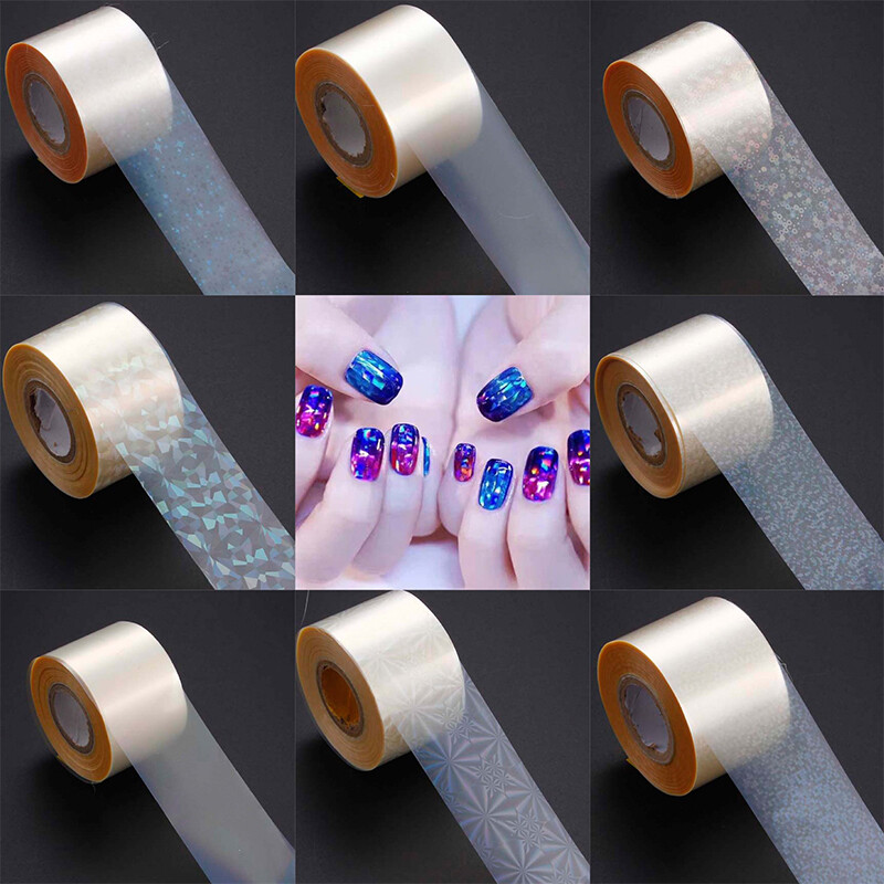 2 Roll of 120m Nail Art Foils Transfer Sticker Aurora Chrome Decals Tips Decor