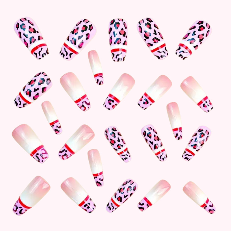 (New) Fashion Coffin Shape 24 Count Nail Set W/Nail Glue Kit