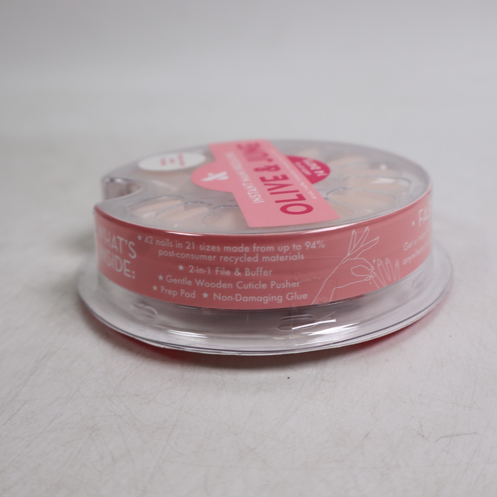 2 PACK Olive & June Press-On Fake Nails – Short Squoval Classic French – 42ct