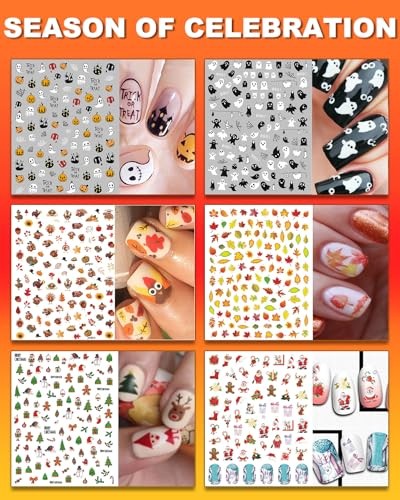 36 Sheets All Holiday Nail Art Stickers, Mixed Season 36 Sheets, All Holiday