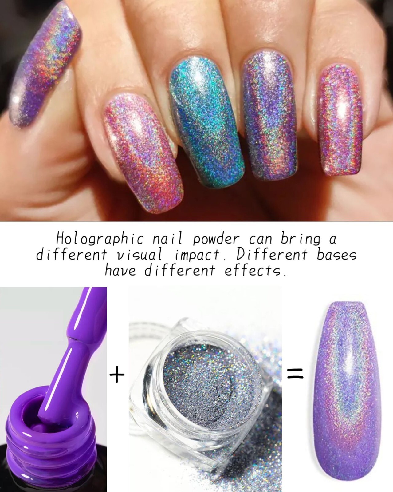 Silver Holographic Nail Powder Glitter Rainbow Nails Holo Effect Dust 2 gram Pot