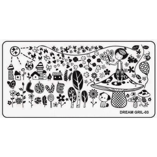 Dream Girl 3 Stamping Nail Art Image Plate Design Rectangle XL Stencil metal