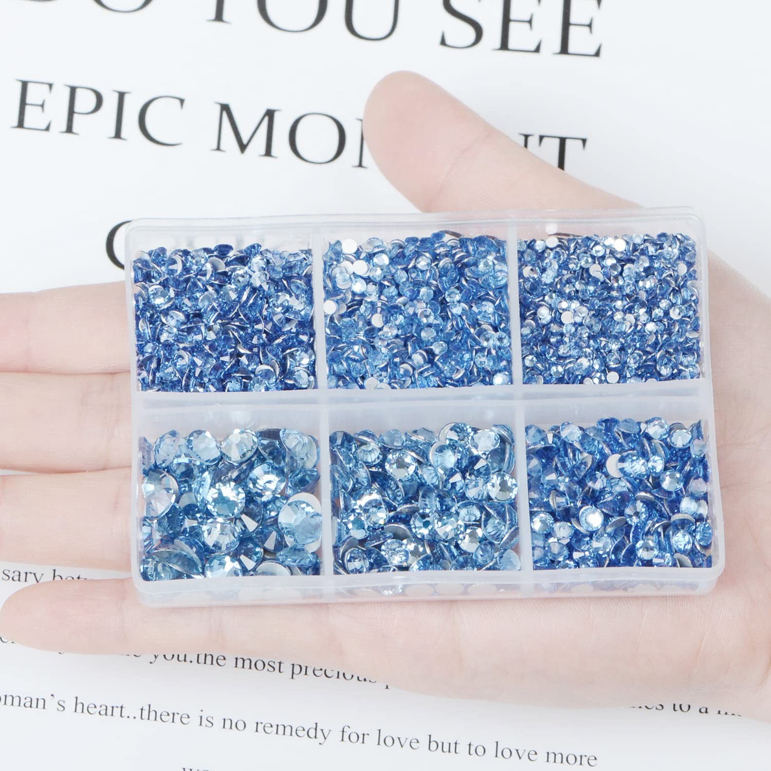 4300 Pieces Flat Back Nail Art Rhinestones Round Beads 6 Sizes (2-6.5mm) with…