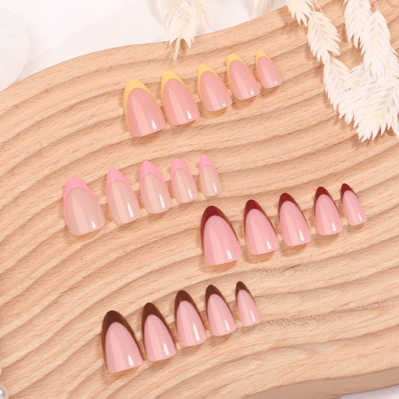 96 Elegant Bare and Contrasting Nail Tips Press in Nails, Removable Nail Art