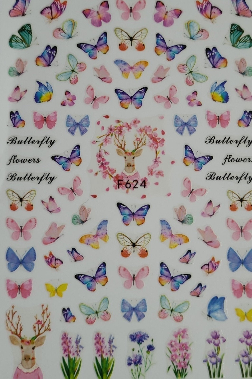 Butterfly Flowers nail art stickers