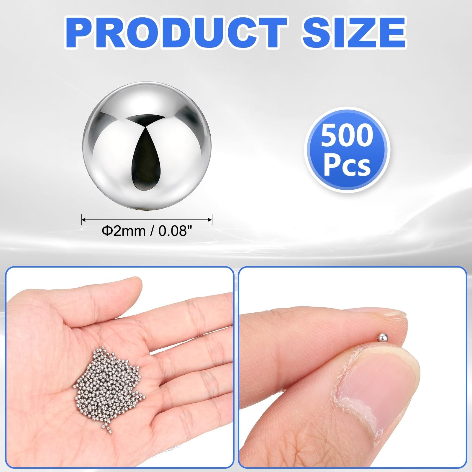 M METERXITY 500-Pack Stainless Steel Bearing Balls, 2mm G100 Metal Precision …