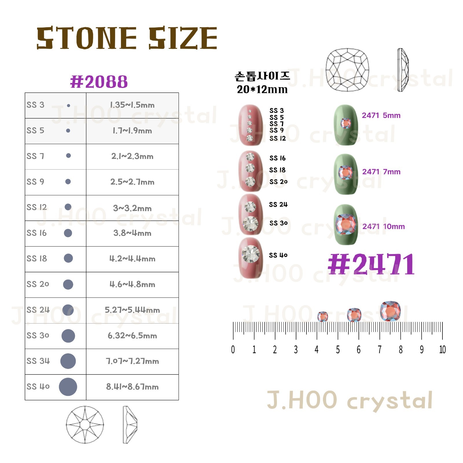 Swarovski 2471 Cushion Flat Back 10mm(4pcs)