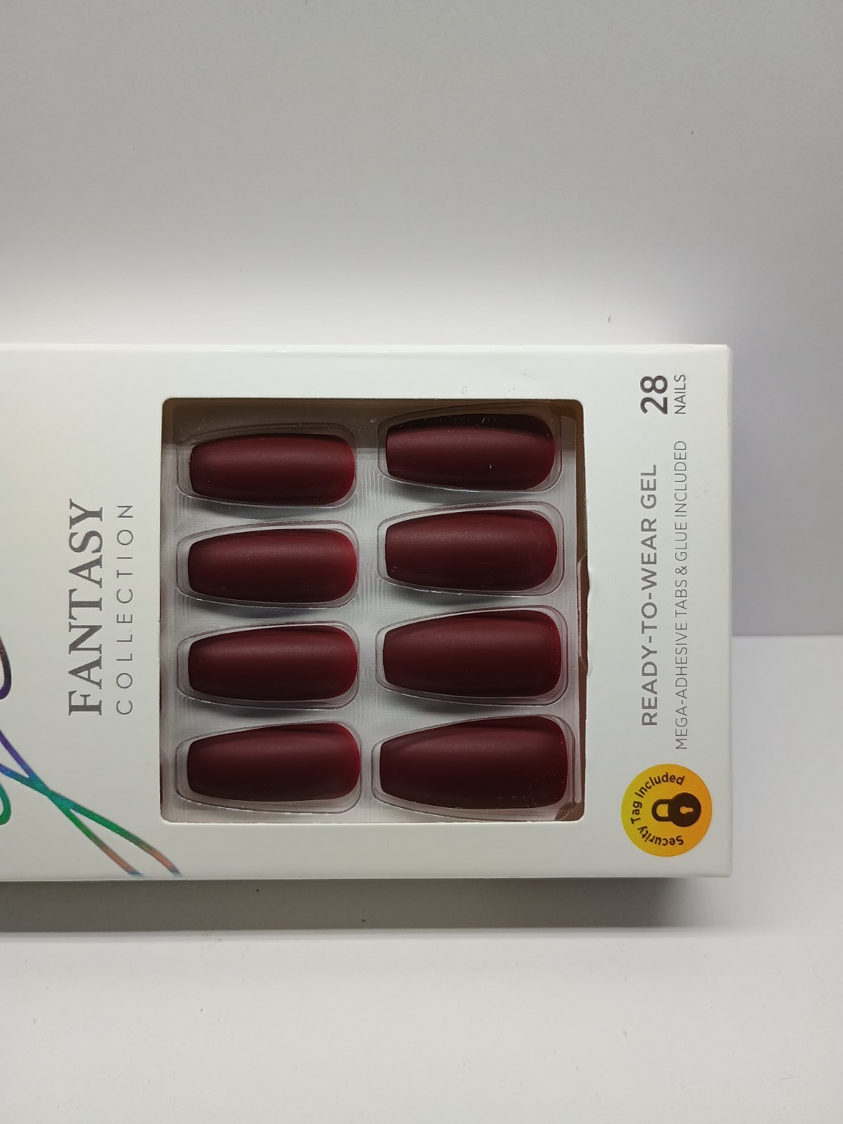 Kiss Gel Fantasy Long Length Glue-on False Nails – Matte Wine Red (1)