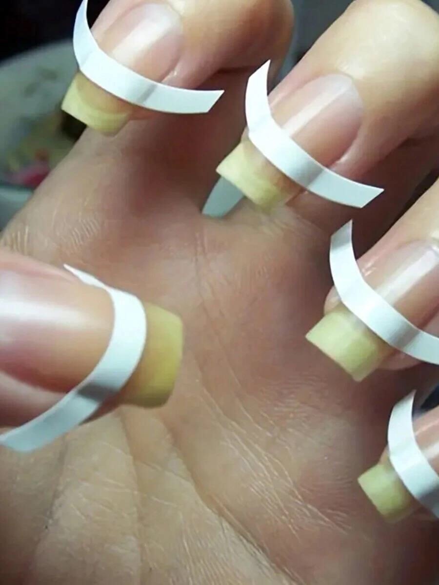 6 Sheets/288pcs French Style Nail Art Stickers With Stripe Guidelines