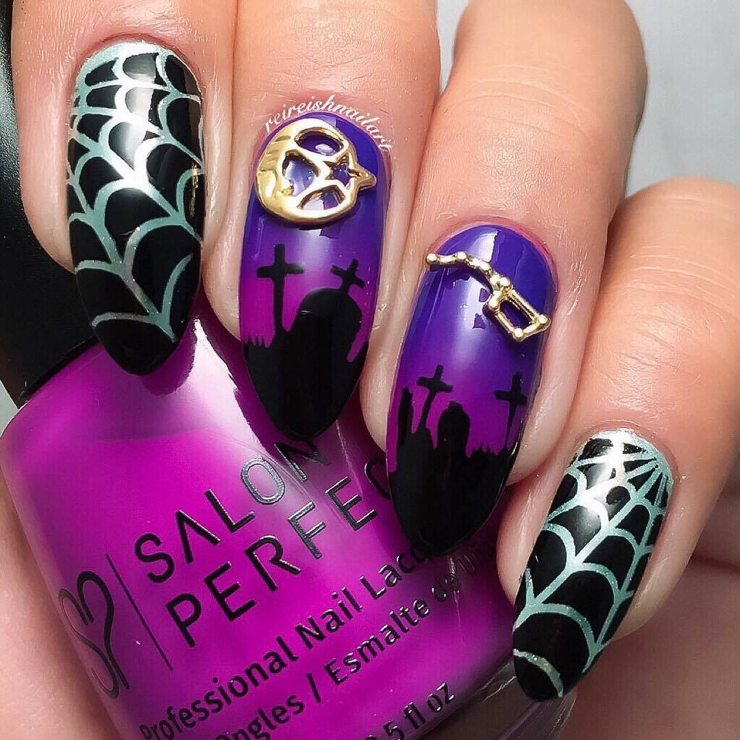 Graveyard Stencils for Nails, Halloween Nail Stickers, Nail Art, Nail Vinyls