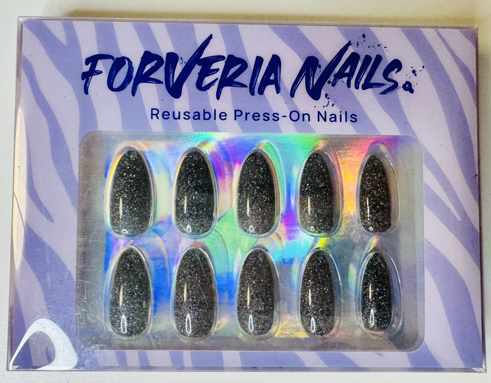 Almond Press On French Tip Nails Supremely Fit & Natural Glue Bright Sky NEW