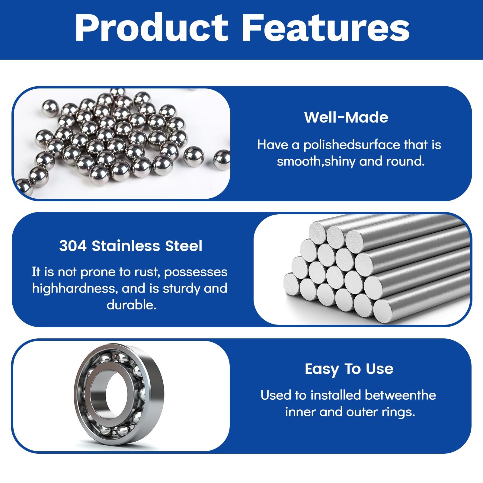 840 Pcs Stainless Steel Bearing Balls, Metric Precision Bike Ball Bearings, A…