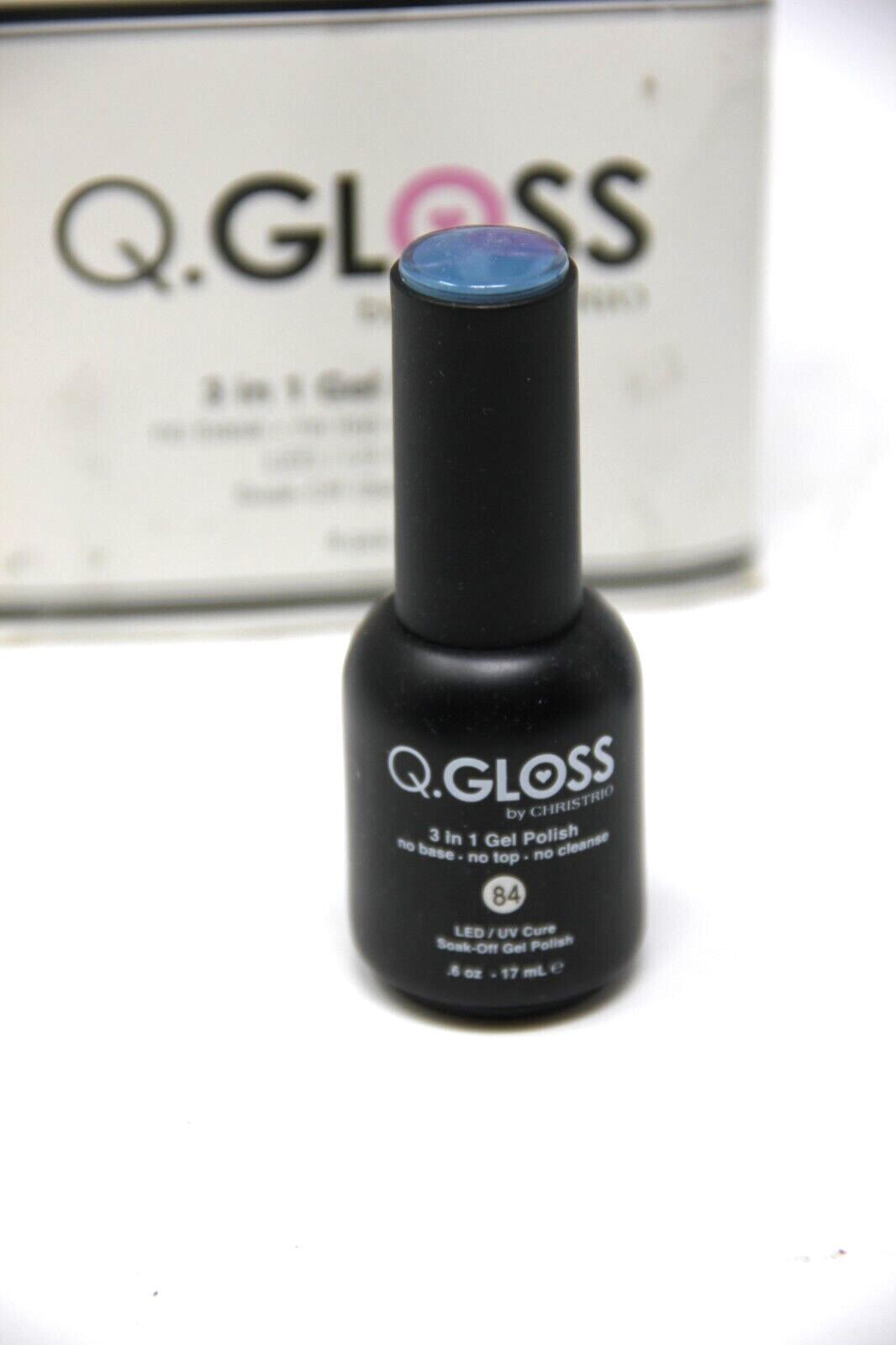 Q.GLOSS BY CHRISTRIO, SET OF 5, 3 IN 1 GEL POLISH 5-6OZ. BOTTLES SEE DESCRIPTION