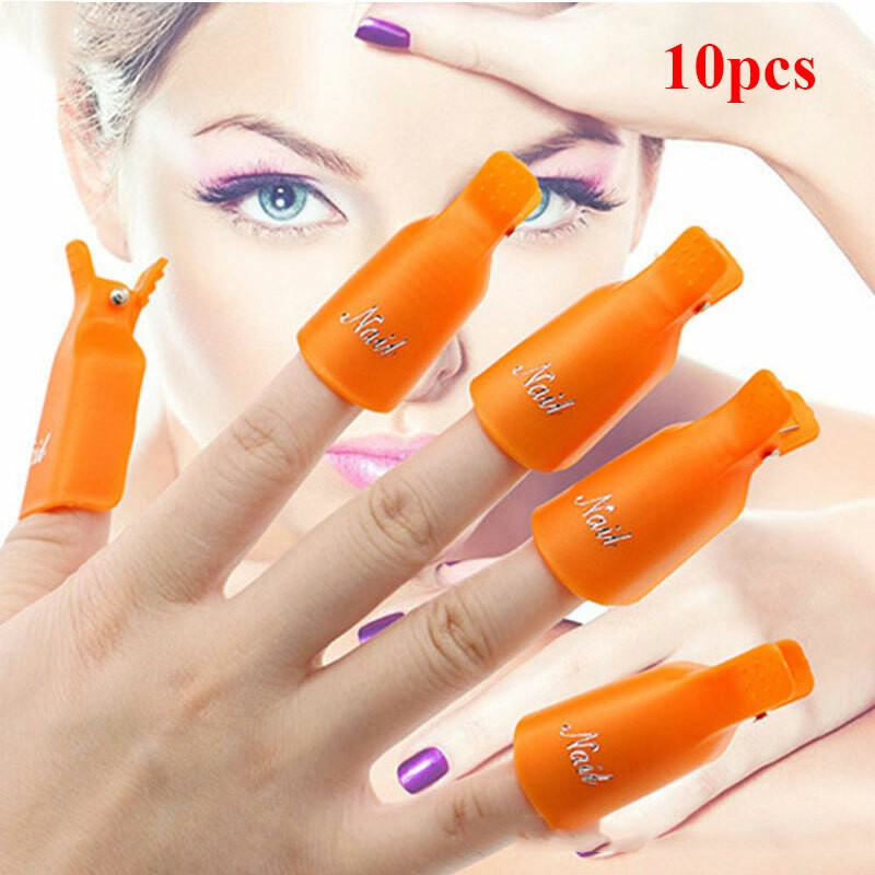 10Pcs Silicone UV Gel Polish Remover Wraps Soak Off Cap Clip Nail Art Tool US✔
