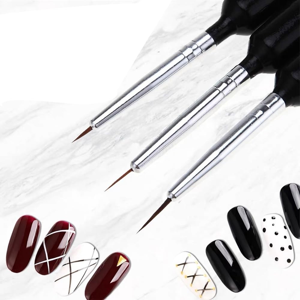14-Piece Nail Art Brush Set – Mixed Black & Blue – Gel, Detail, Builder Brushes