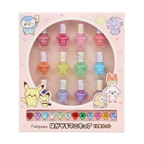 Shobido Pokemon Poke Piece Peel-off Nails 12-color set Pink with