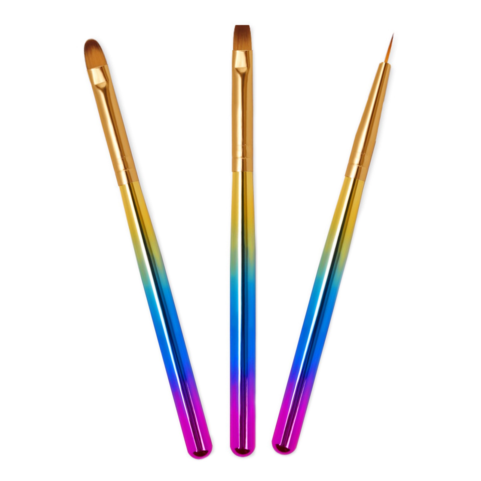 3 Pack Acrylic Nail Art UV Gel Brush Nylon Tips Painting Liner Pen Manicure Tool