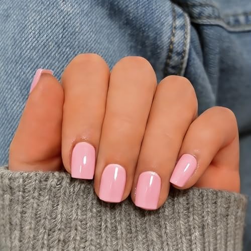 Press On Nails Short – Bright Baby Pink Press On Nails Square, 30 baby pink