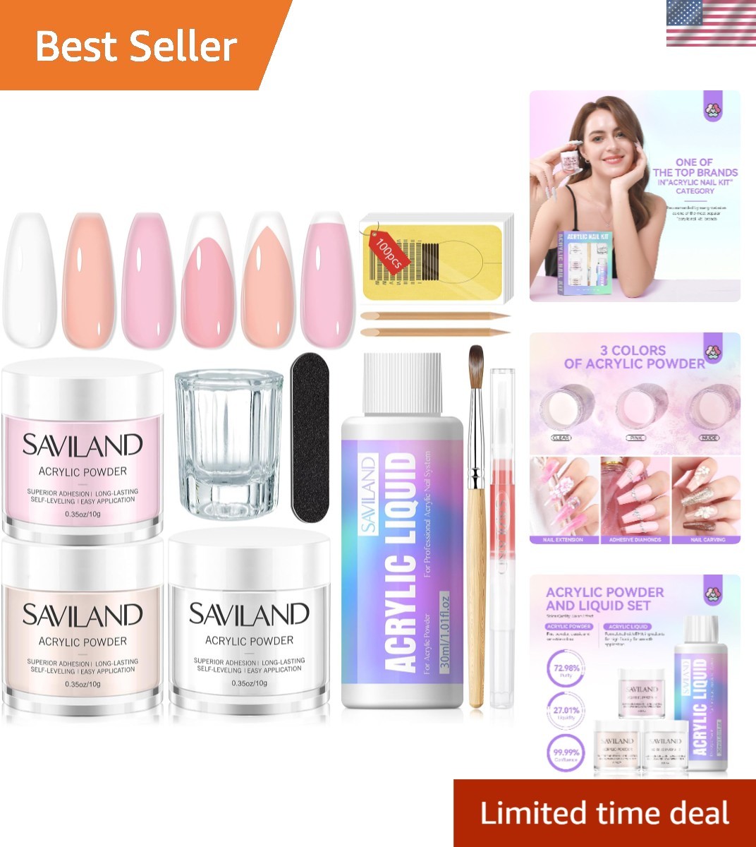 Versatile Acrylic Nail Kit: Beginner-Friendly with Brush, Oils & Tools for DIY