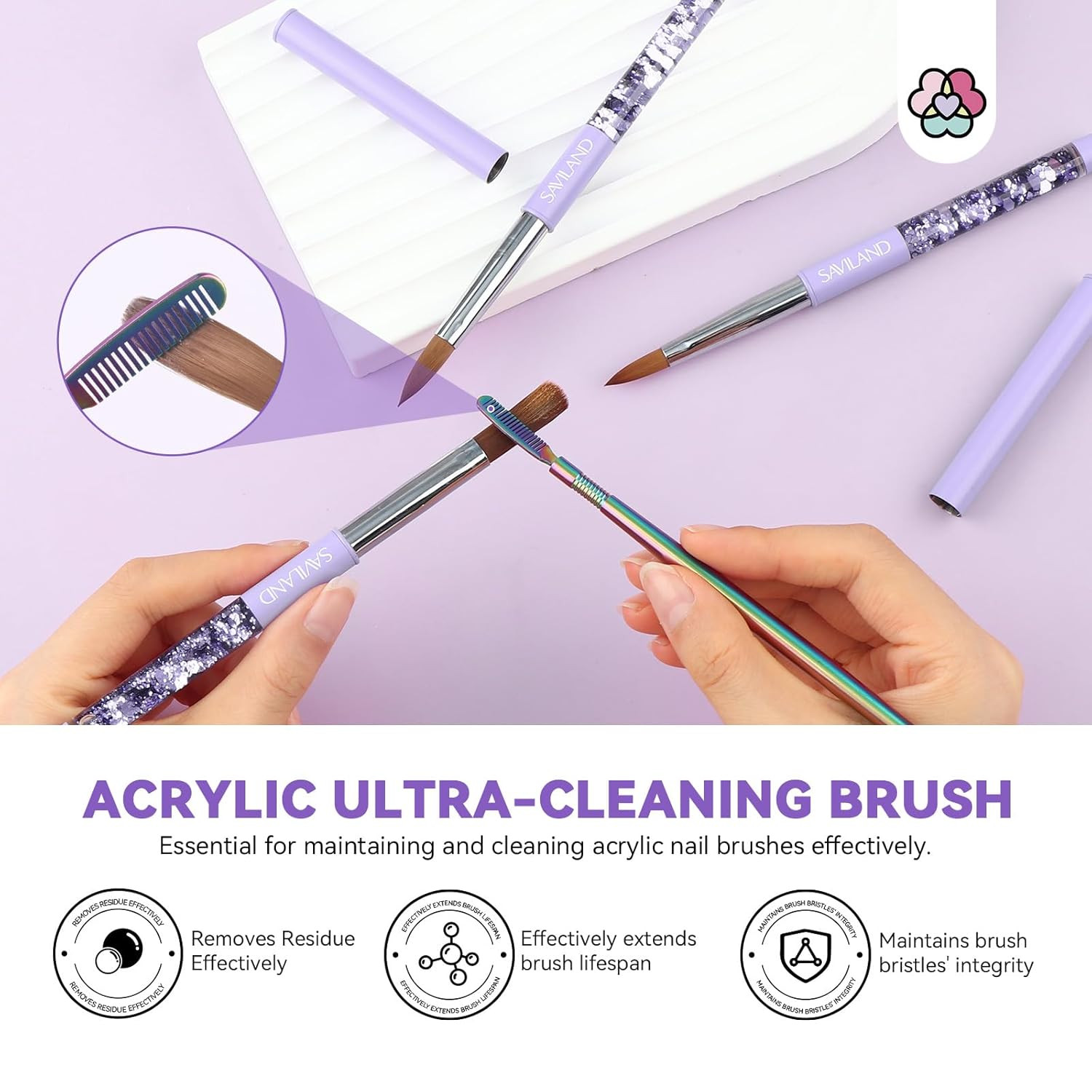 Kolinsky Acrylic Nail Brush Set: Size 6,10,14 Professional Nail Brushes Cleaner