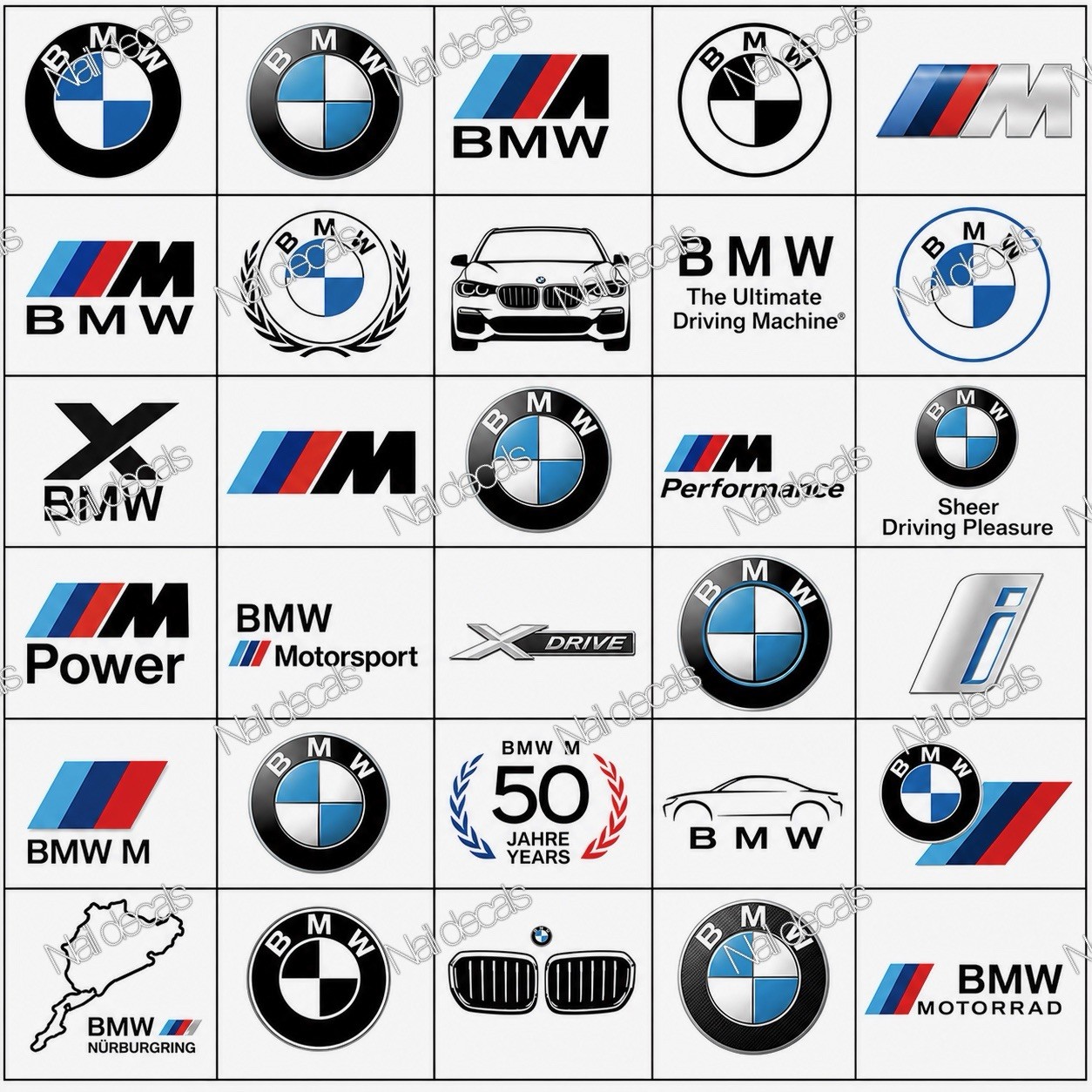 BMW Nail Decals Clear Waterslide Transfer Set of 50 +instructions