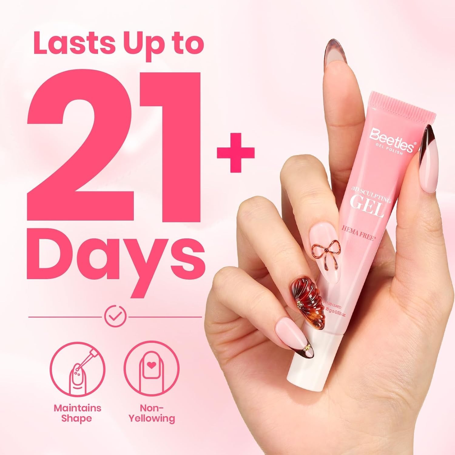Beetles 15g HEMA-Free 3D Nail Gel for Stunning Nail Art with Rhinestones
