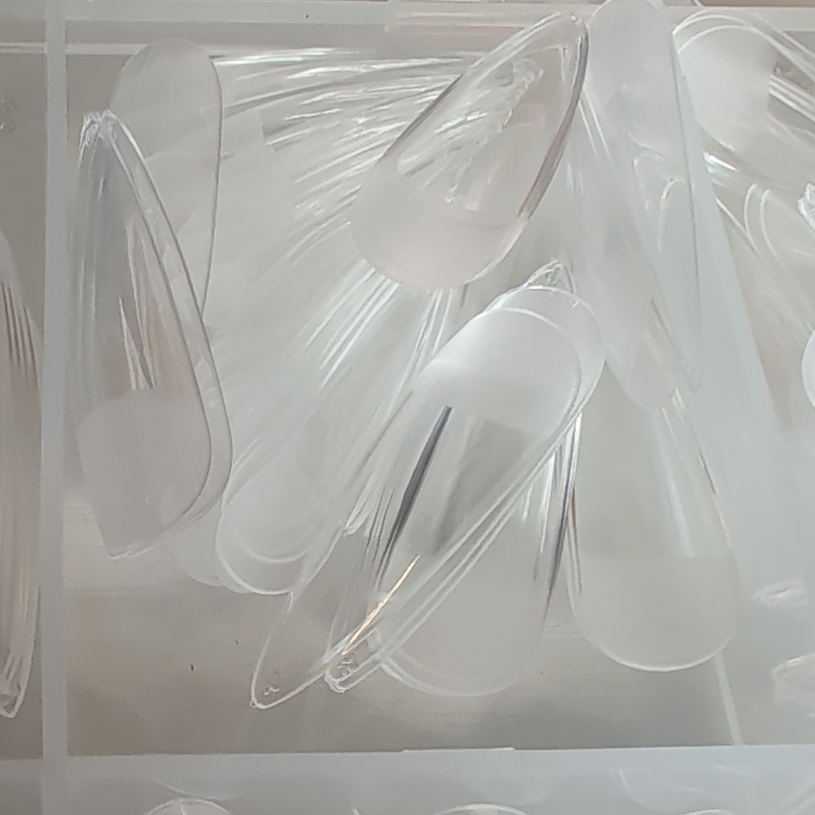 Lifextol Clear French Full Cover Stiletto Nail Tips Long Plastic