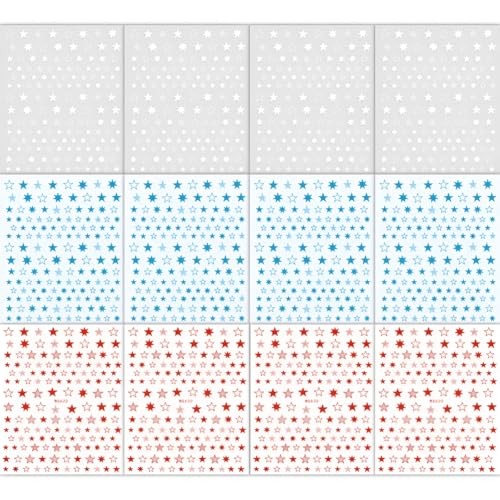 12 Sheets White Blue Red Star Nail Art Stickers 3D Self Blue White Red Star