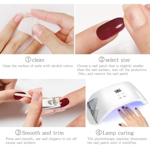 Gel Nail Stickers French Tip Pink White Flower Semi Cured Gel Nail Strips