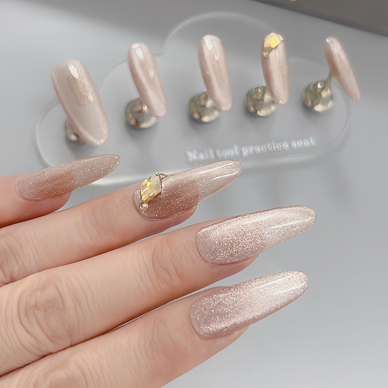 Press Nails 3D Crystal Nail Tips Stick on Nails with Nail Glue Reusable Nail kit