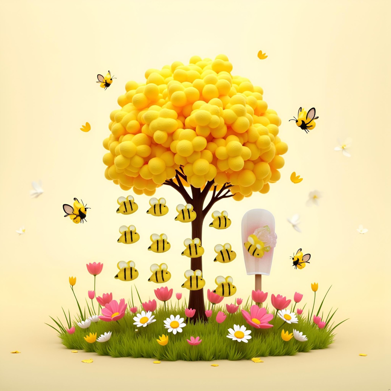 50Pcs Yellow Bee Nail Charms – 3D Resin Nail Decorations Cute Nail Charms for…