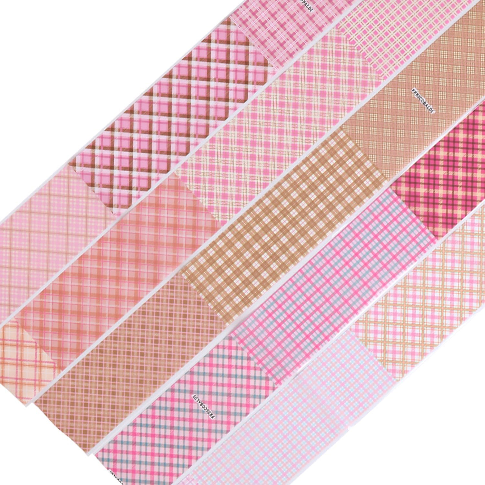 Plaid Nail Foil Transfer 10 Rolls Pink Checkered Prints Decals Nail Stickers