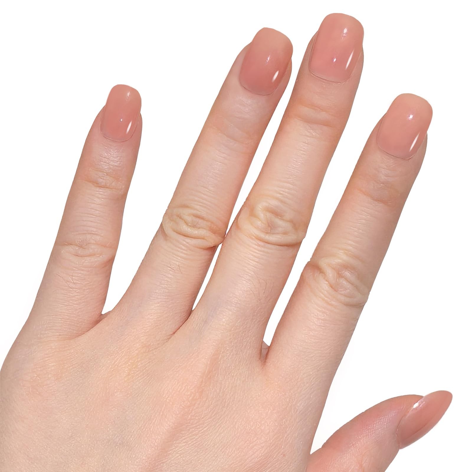 Nude Pink Short Press on Nails, Natural Extra Short Squoval Glue on Nails for…