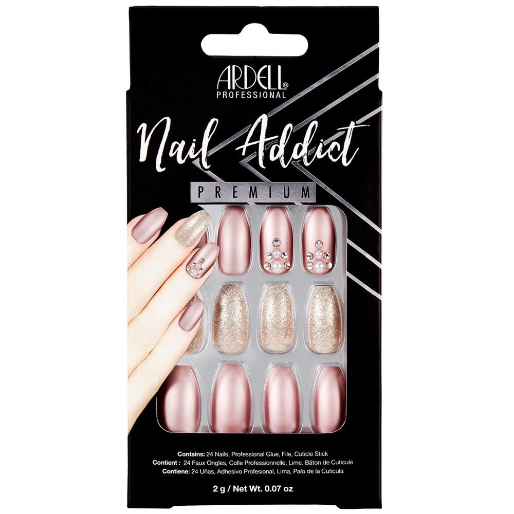 Ardell Nail Addict Premium Artificial Nail Set, 62111.2 Metallic Lilac Pearl