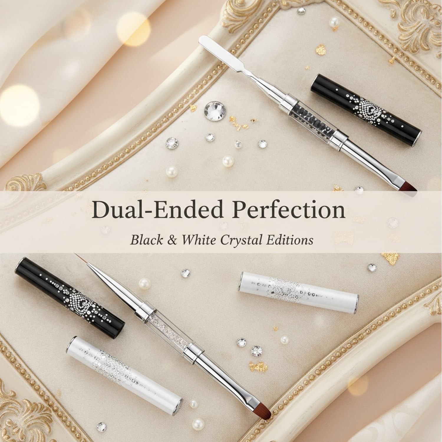 Double Ended Nail Builder Brush and Palette Set,French Tip Brushes Hard ,Flat…