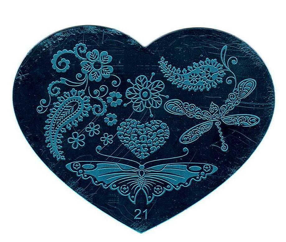 10 Styles Nail Art Stamping Love Heart Manicure Image Plate Stamper Scraper Kit