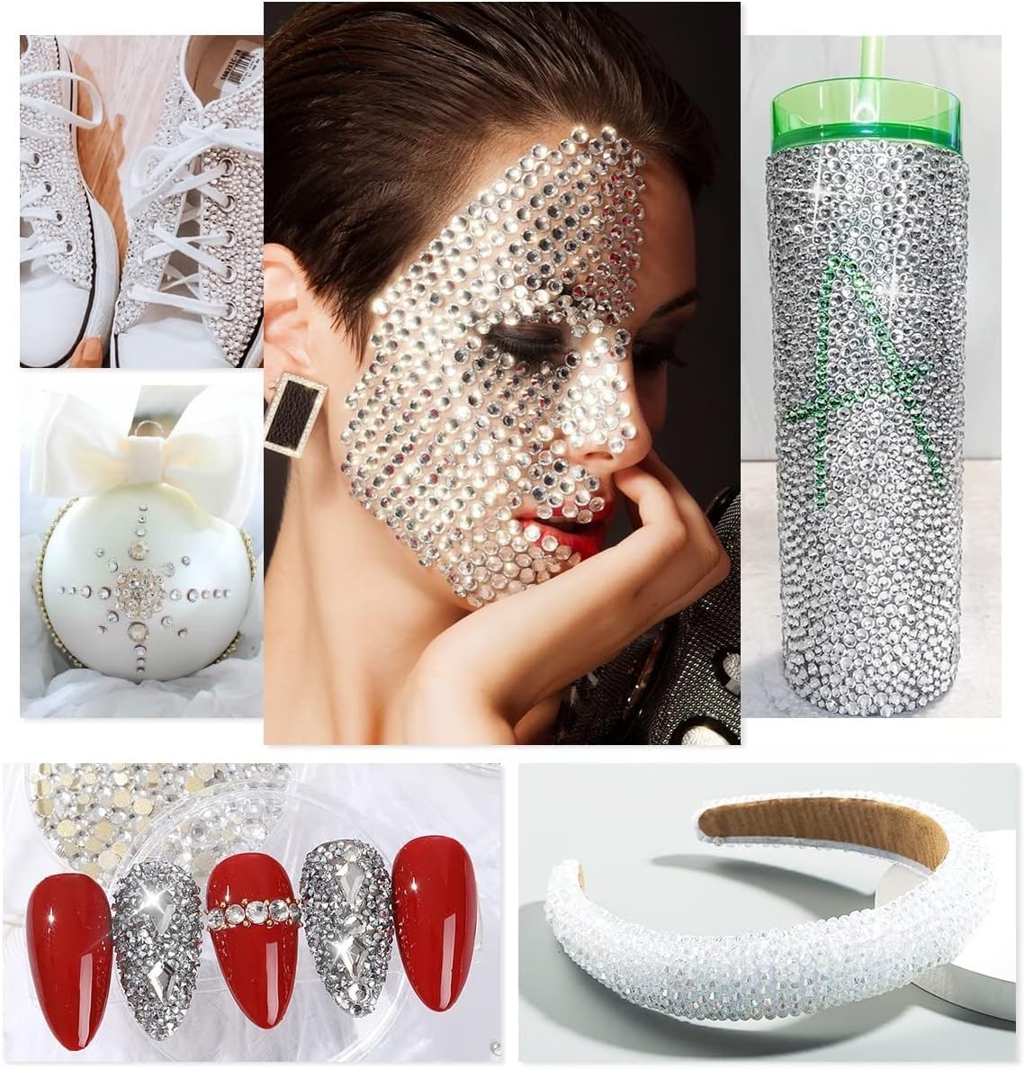 qiipii White 310mm Flatback Pearls and Rhinestones w B7000 Jewelry Glue for B…